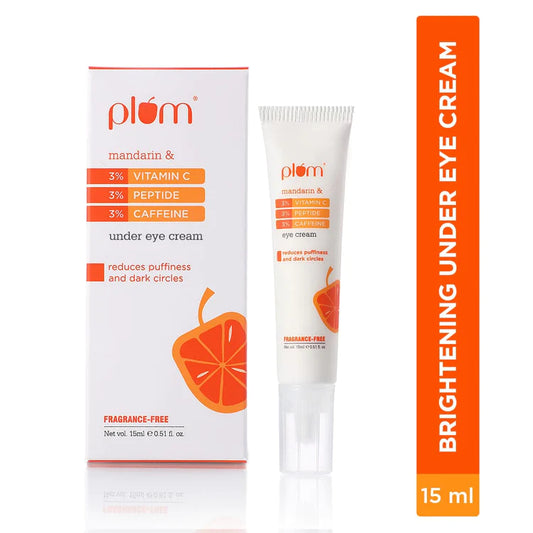 Plum 3% Vitamin C, 3% Peptide & 3% Caffeine Under Eye Cream with Mandarin