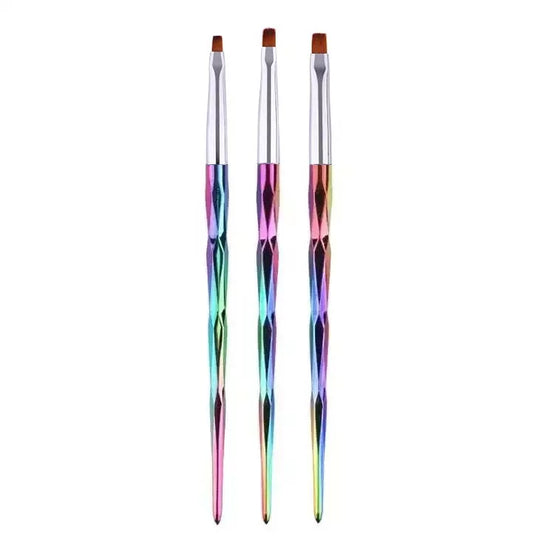 Shills Pro. Nail Art Metal Handle Rainbow Color Brush Set