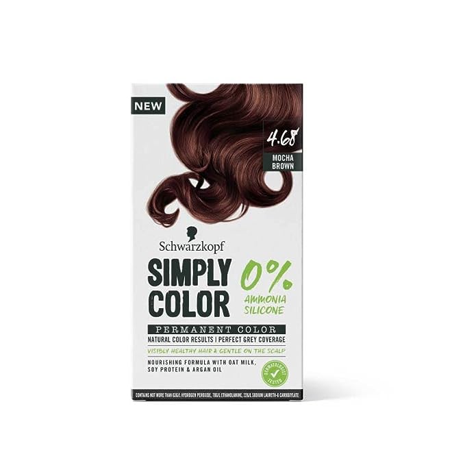 Schwarzkopf Simply Color Permanent Hair Colour, 0% Ammonia & Silicone for Natural Color Results, Dermatologist Tested hair colour with PPD & PTD Free formulation, 4.65 Chestnut Brown, 142.5ml