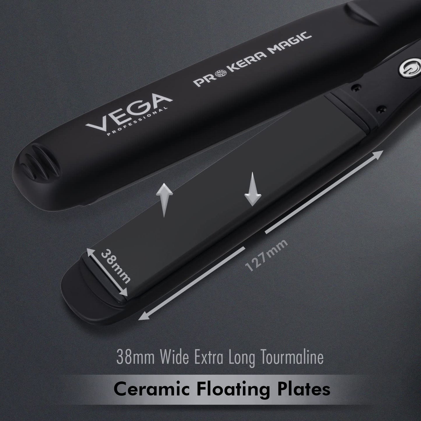 VEGA PROFESSIONAL Pro Kera Magic Hair Straightener With Extra Long Tourmaline Ceramic Floating Plates, 30 Secs Ultra Fast Heat Up & Adjustable Temperature, (Vpphs-04), Black