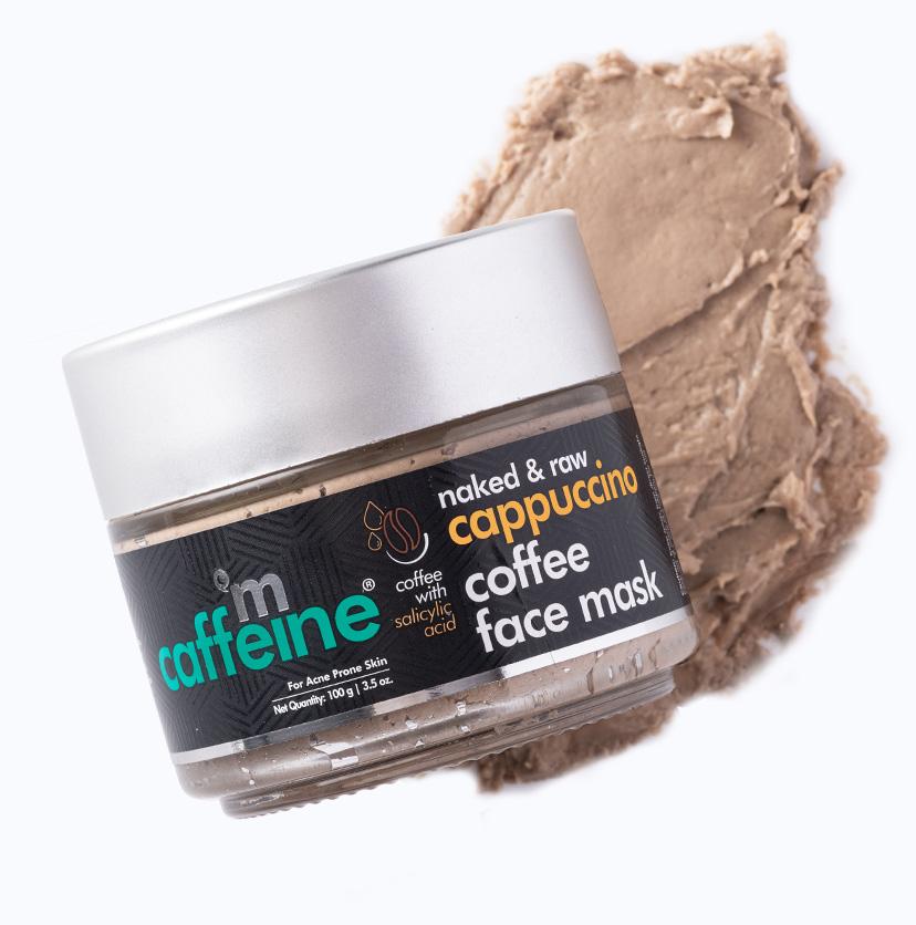 mCaffeine Anti Acne Cappuccino Coffee Face Mask | Clay Face Pack with Salicylic Acid for Oil Control