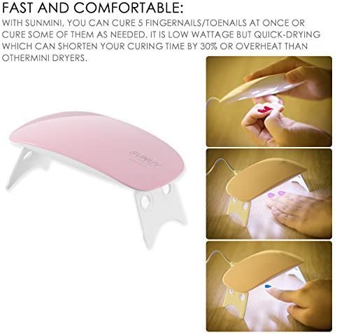 Mini UV LED Nail Lamp, Portable Gel Light Mouse Shape Pocket Size Nail Dryer with USB Cable for All Gel Polish and Detection Light