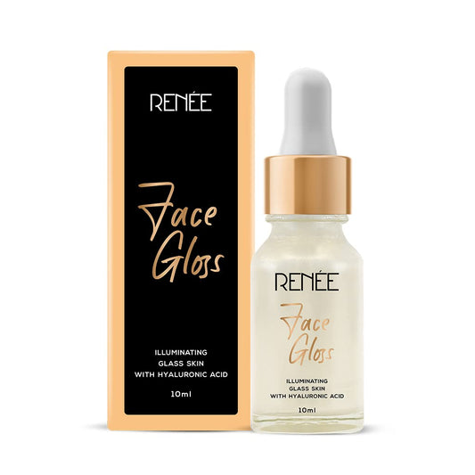 RENEE Face Gloss Serum with Hyaluronic Acid, Nourishes And Brightens Skin, Lightweight, Non Greasy, Gold 10ml