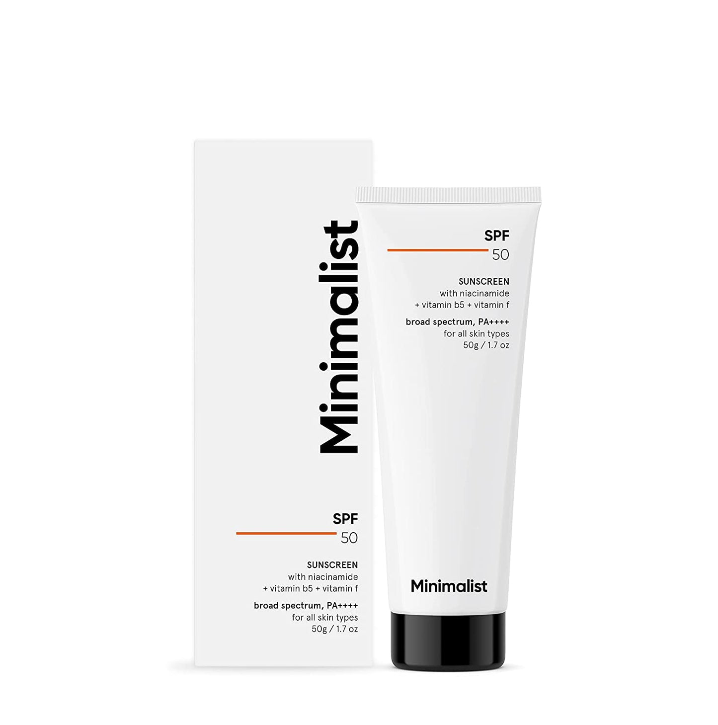 Minimalist Sunscreen Cream SPF 50 Lightweight, No White Cast, Broad Spectrum PA ++++, Acne Safe| For Men & Women, 50 gm