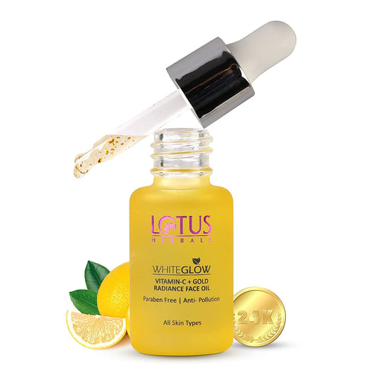 Lotus Herbals WhiteGlow Vitamin C and Gold Radiance Face Oil | For Dull & Dry Skin | Intense Hydration | 15ml