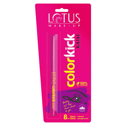 Lotus Makeup Color Kick Kajal, Matte Finish Black, 0.28g