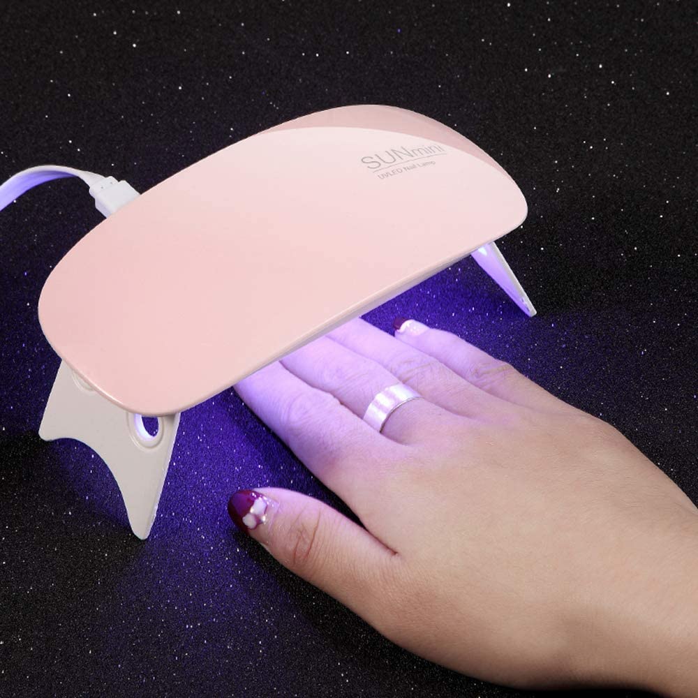 Mini UV LED Nail Lamp, Portable Gel Light Mouse Shape Pocket Size Nail Dryer with USB Cable for All Gel Polish and Detection Light