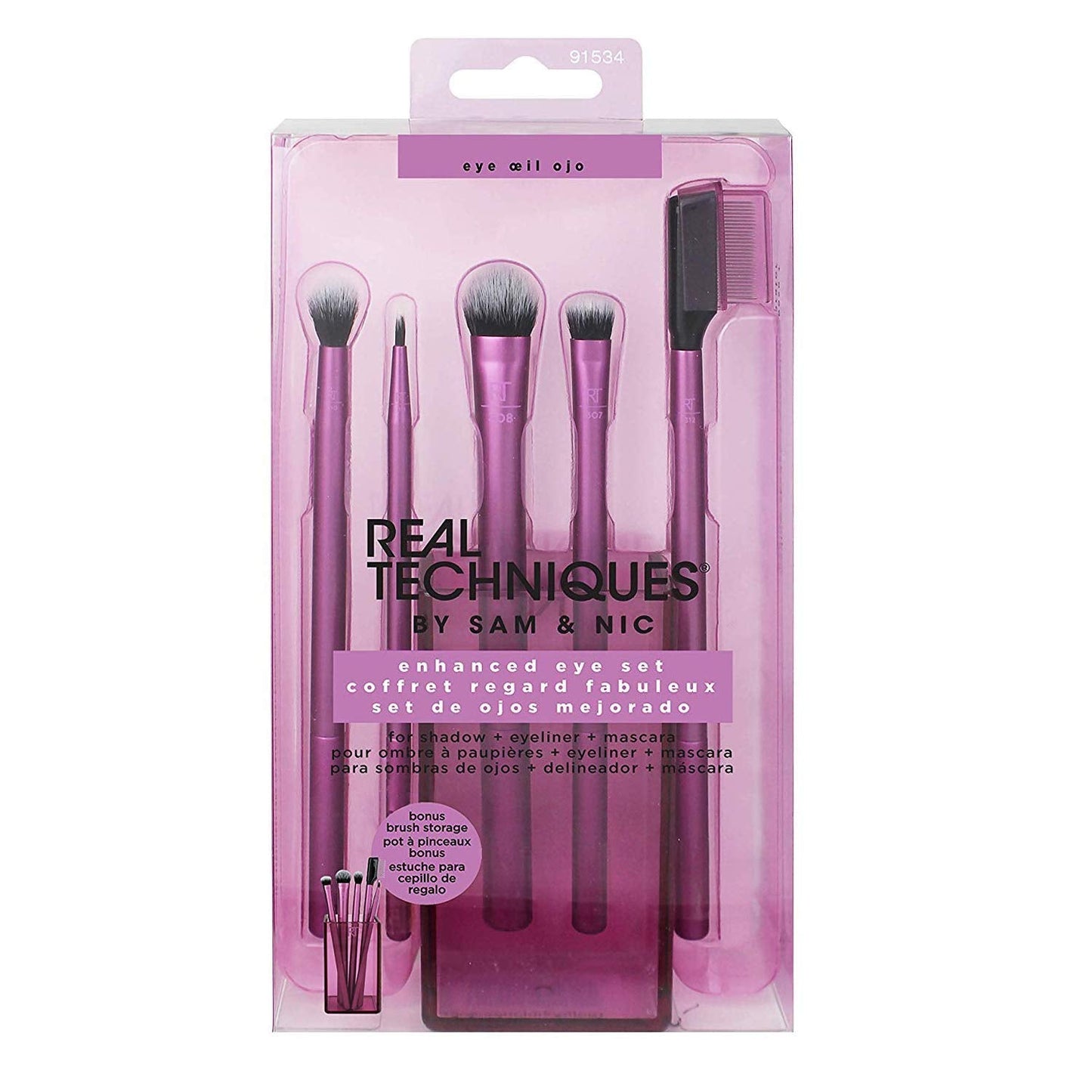 Real Techniques 1534 Enhanced Eye Set Eyeshadow & Eyeliner Makeup Brush Kit for Every Look