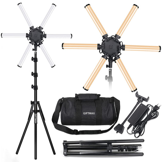 Kwen Pro Professional LED Star Ring Light Photo & Video, 6 Arms Star Lamp LED Photographic Video Ring Light for Makeup Artist, Salon and Parlour