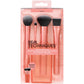 Real Techniques Flawless Base Brush Set With Ultra Plush Custom Cut Synthetic Bristles and Extended Aluminum Ferrules to Build Coverage for Every Makeup Application Need, Orange, 5 Piece