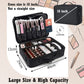 Kwen Pro Professional Makeup Case Organizer Bag for Women | Portable Artist Storage Makeup Brush Bag with Adjustable Dividers (Black, 16 INCH (2 Layer))