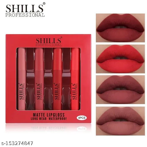 shills professional matte lipstick long wear waterproof ( set of 4)