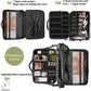 Kwen Pro Professional Makeup Case Organizer Bag for Women | Portable Artist Storage Makeup Brush Bag with Adjustable Dividers (Black, 16 INCH (2 Layer))