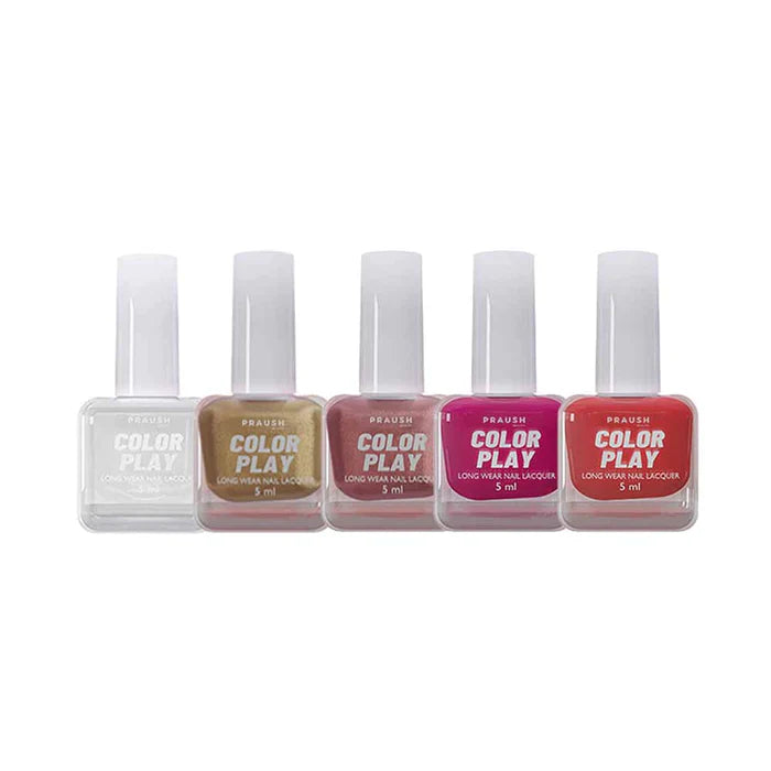 PRAUSH Color Play 5-in-1 Nail Lacquer Kits - Instant Dry & Long Wear Formula