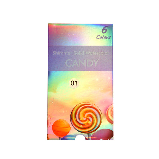 WATERCOLOUR WITH SHIMMER (6 COLOURS), SHIMMER SOLID WATERCOLOR, CANDY 01