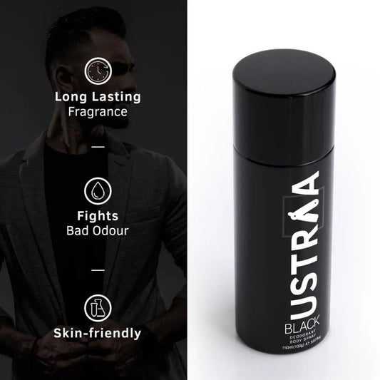 USTRAA BLACK Deodorant Body Spray - 150 ml