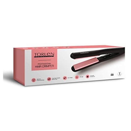TORLEN PROFESSIONAL Rose Gold Ceramic Plates Hair Crimper With 120 to 230 Degree Temperature Controller TOR - 051 Styling Crimping Machine For Women