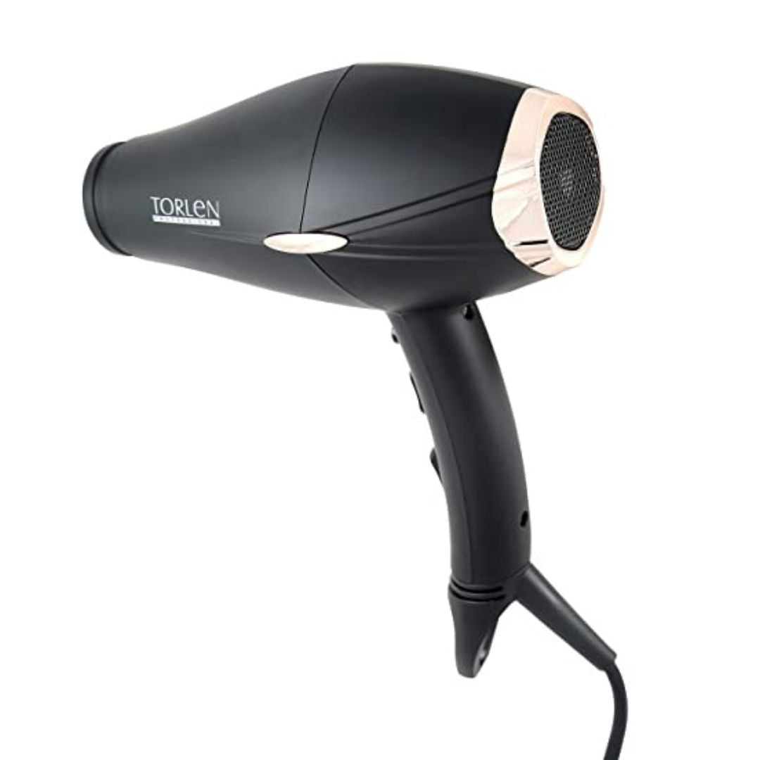 TORLEN PROFESSIONAL - TOR 177 Tourmaline ionic ceramic Technology Hot and Cold Blow Hair Dryer / 2200 Watts Rubberized body Hair Drying Machine for Men and Women, Black Color
