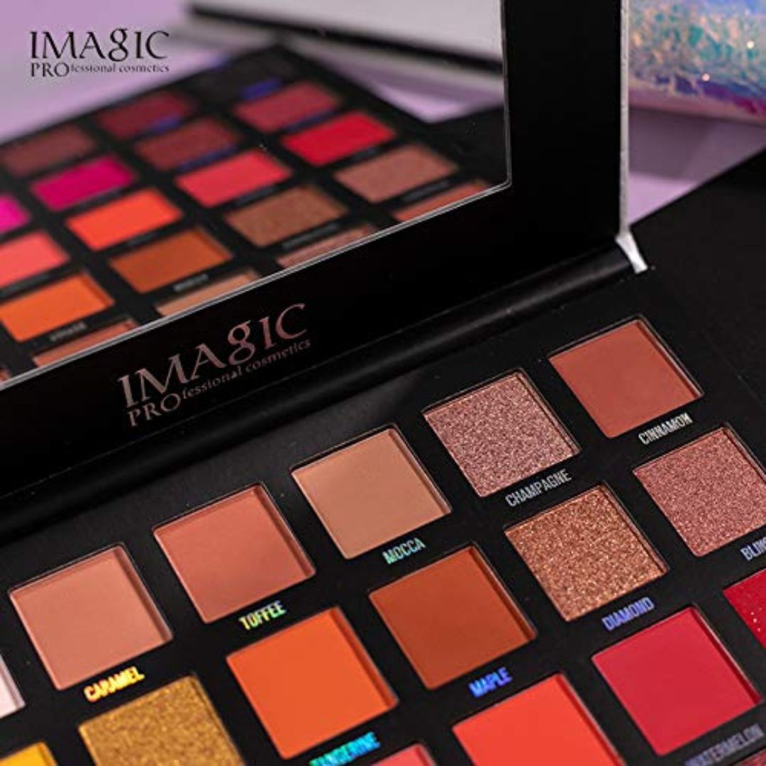 Imagic Professional Cosmetics Professional Galaxy Shine 30 Colors Eyeshadow Palette D'Ombress A Paupieres, Multicolor, Matte, Satin & Shimmery Finish