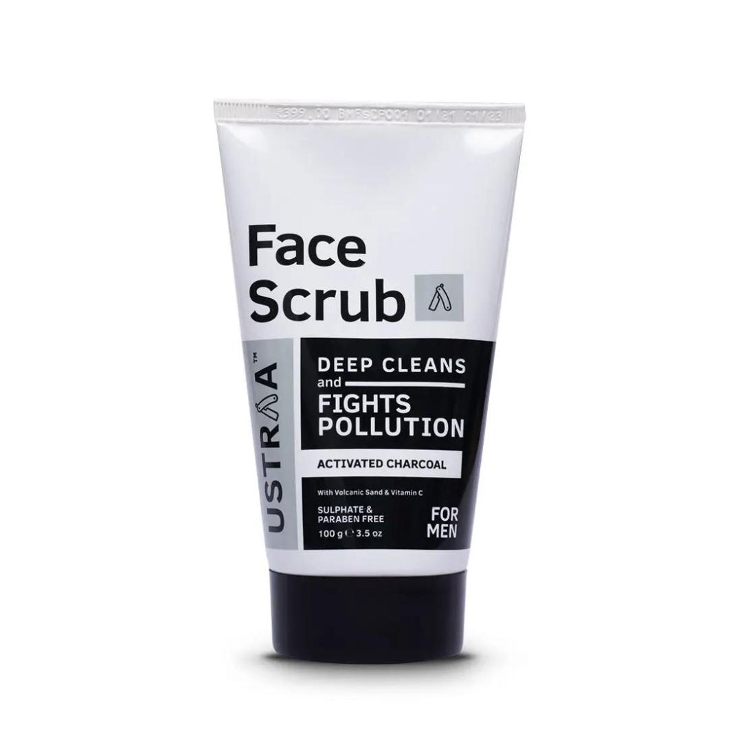 Ustraa Activated Charcoal Face Scrub For Men- 100g