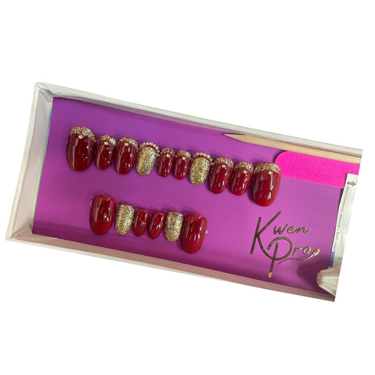 Kwen Pro Gorgeous Nail Extension Kit Red And Gold Color.