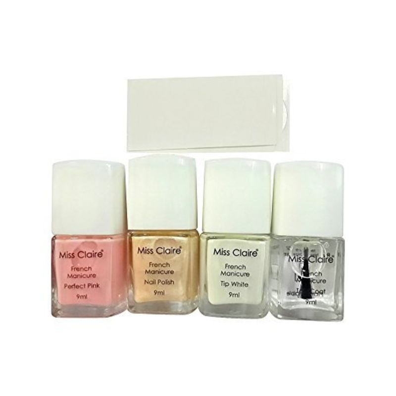 Miss Claire French Manicure Kit (4 X 1), Multi, 36 Milliliters, Multicolor, 36 ml