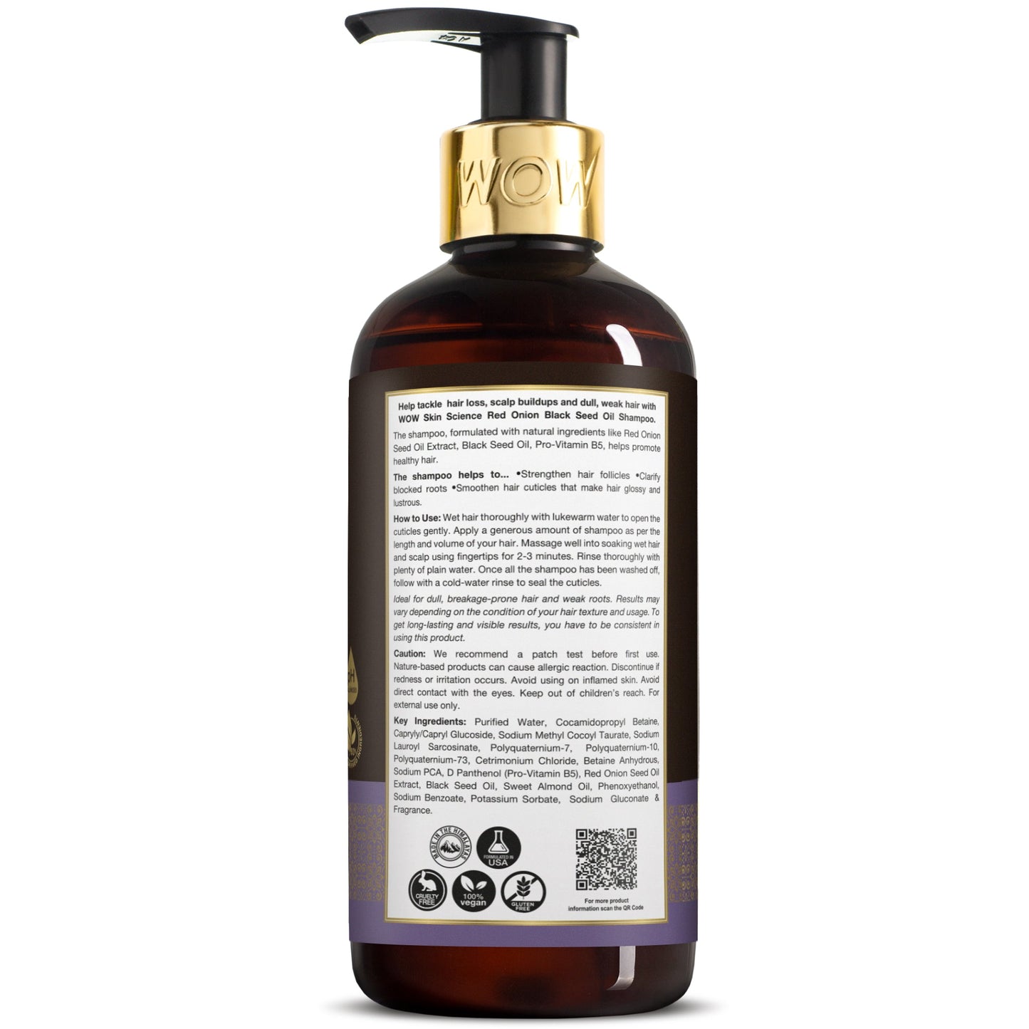 WOW Skin Science Red Onion Black Seed Oil Shampoo- 300ml