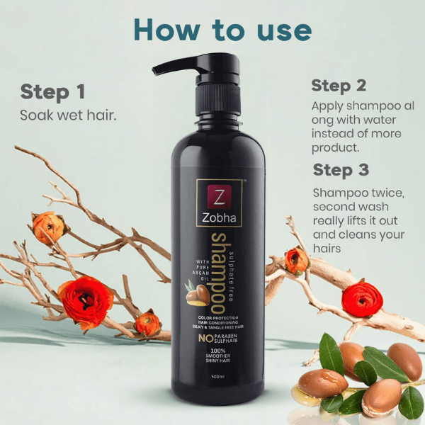 ZOBHA Sulphate Free Shampoo with Pure Argan Oil