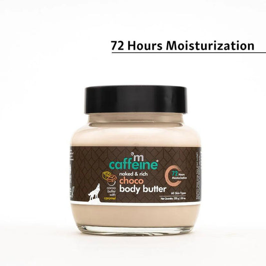 mCaffine Choco & Shea Body Butter, 72 Hours MoisturizatimCaffine chocon, Reduces Stretch Marks & Heals Dry Skin - 250 gm
