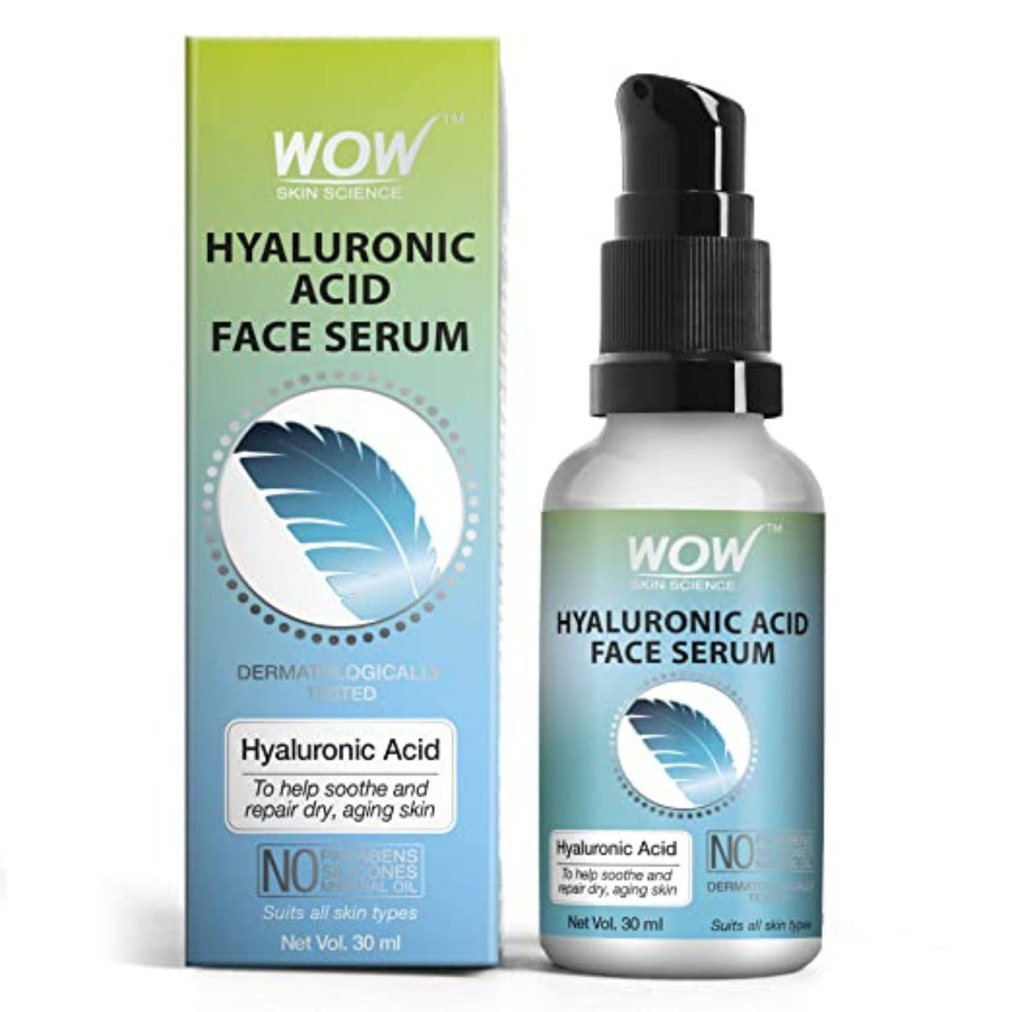 WOW Skin Science Hyaluronic Acid Moisturising Face Serum - Soothing & Repairing Dry and Aging Skin - For All Skin Types - No Parabens, Silicones & Mineral Oil- 30ml