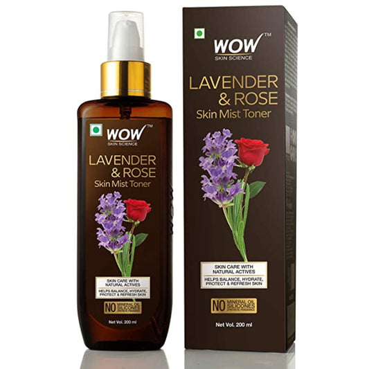 WOW Skin Science Lavender & Rose Skin Mist Toner Oil | No Parabens & Sulphate | Ingredients:Lavender Hydrosol,Rose Hydrosol, Witch Hazel Extract, Green Tea Extract & Cucumber Extract | Pack of 1, 200mL
