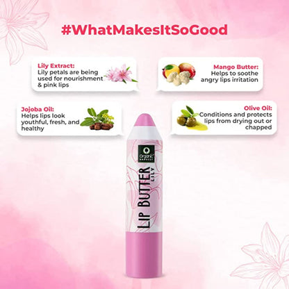 Organic Harvest Lily Lip Butter Enriched With Vitamin E & Benefits Of Mango Butter, For Dark Lips to Lighten, Lip Care for Dry & Chapped Lips, 100% Organic, Paraben & Sulphate Free For Girls & Women - 4 gm