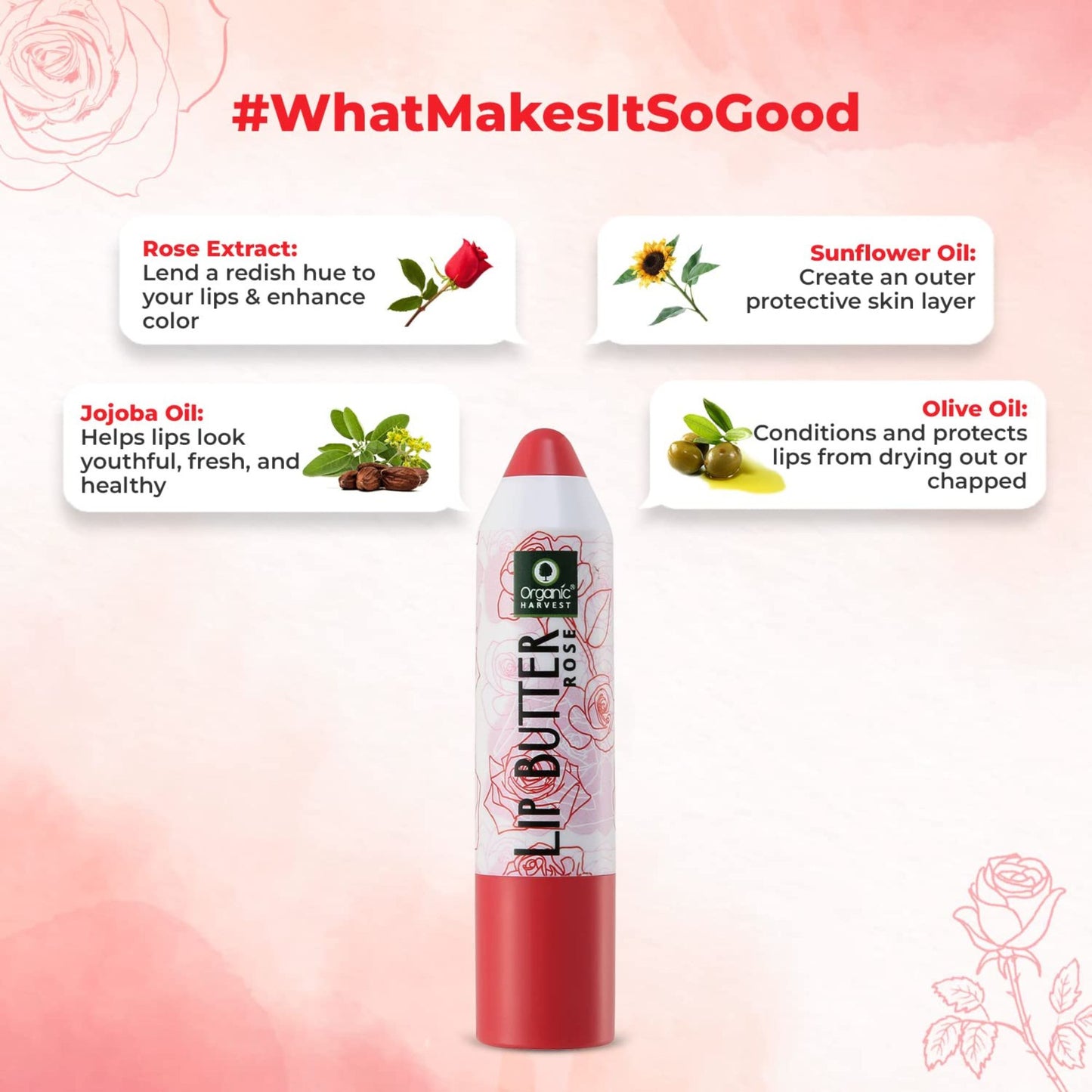 Organic Harvest Lily Lip Butter Enriched With Vitamin E & Benefits Of Mango Butter, For Dark Lips to Lighten, Lip Care for Dry & Chapped Lips, 100% Organic, Paraben & Sulphate Free For Girls & Women - 4 gm