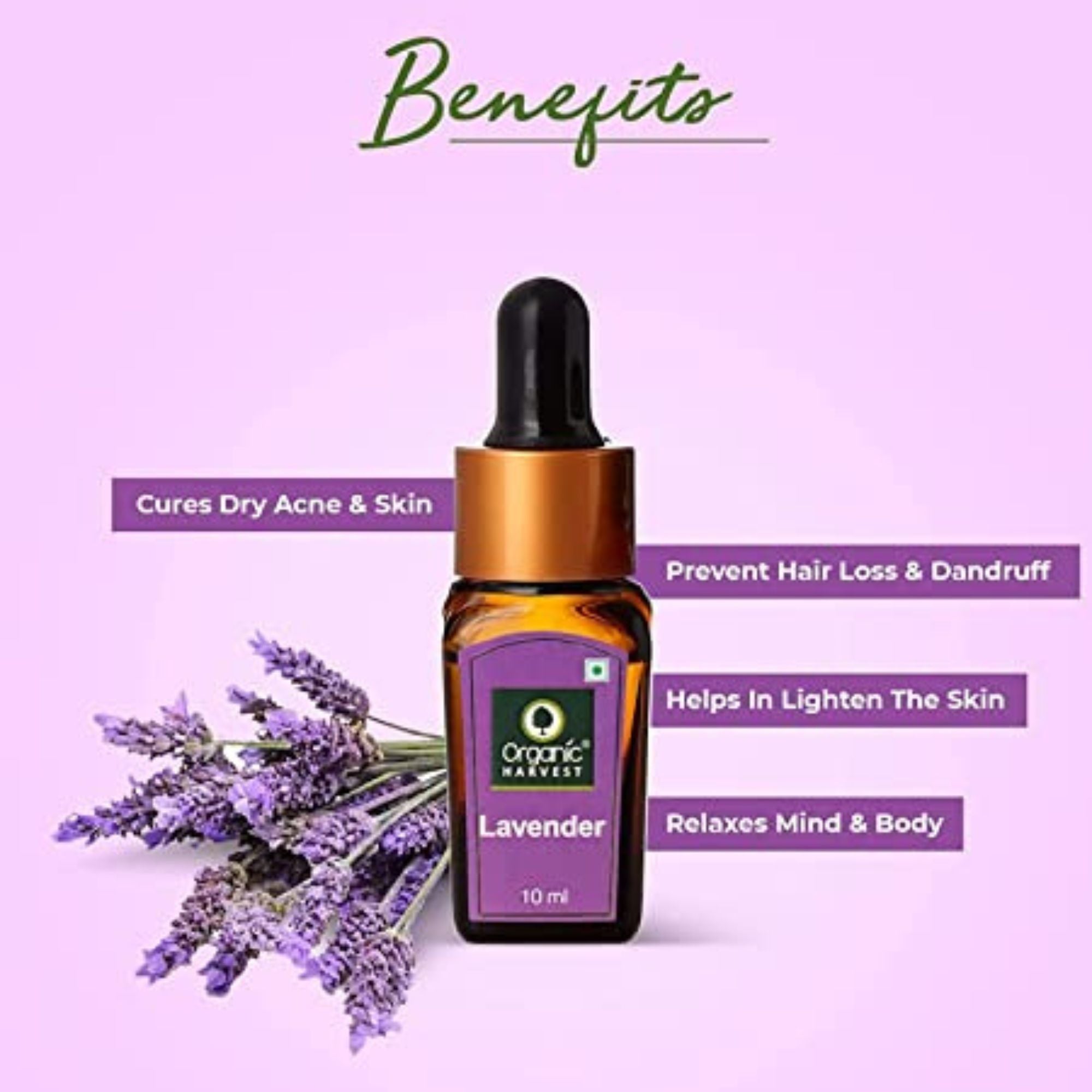 Organic Harvest Lavender Essential Oil Cures Dry Acne Hair Growth Face Hair Care Pure Undiluted Therapeutic Grade Oil Excellent for