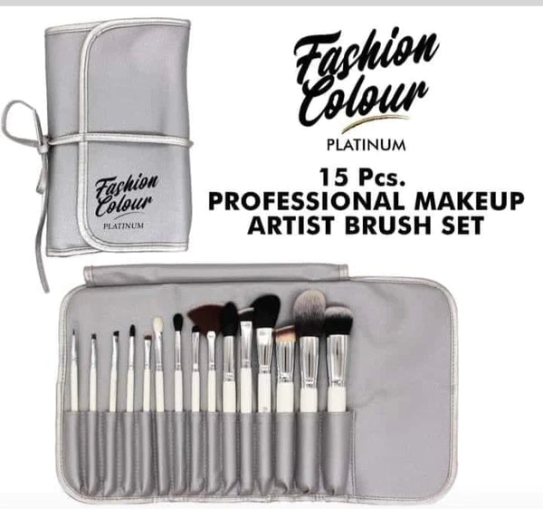 FASHION COLOUR 15 PIECES PROFESSIONAL MAKEUP ARTIST BRUSH SET.