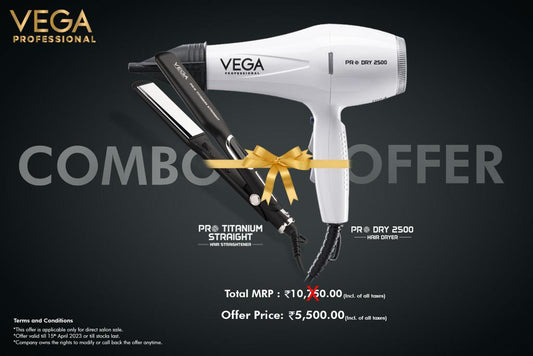 VEGA PROFFESSIONAL COMBO OFFER PRO TITANIUM STRAIGHT AND HAIR DRYER
