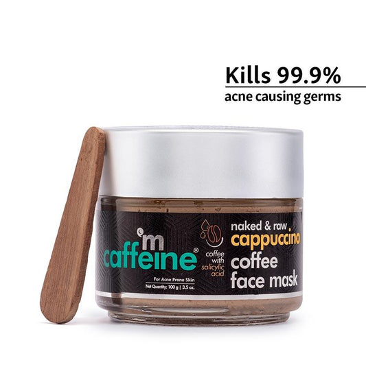 mCaffeine Anti Acne Cappuccino Coffee Face Mask | Clay Face Pack with Salicylic Acid for Oil Control