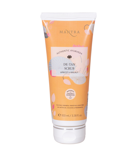 Mantra De-Tan Scrub Apricot & Walnut 100ml, Reduces Pigmentation & Blackheads, Retain Moisture, Eliminates Patches of Dry Skin & Relieves Skin Inflammation Revealing Fresher, Lighter & Younger Skin